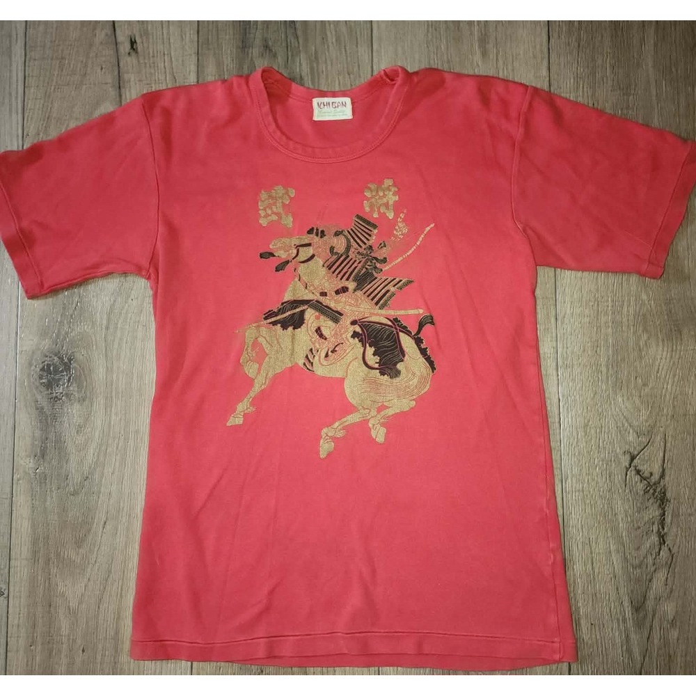 Vintage Ichi Ban Mens Red Samurai Graphic T-Shirt Made in Japan Cotton Tee